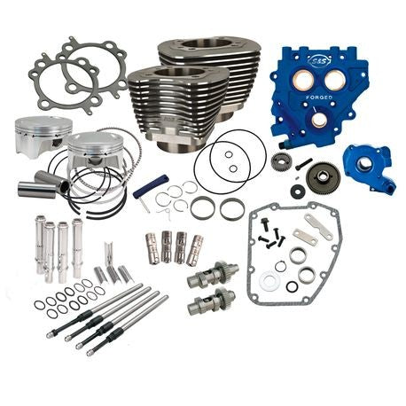 S&S Cycle - 110" Power Package for HD® Twin Cam 96™, 103™ Models with 585 Easy Start® Gear Drive Cams - Wrinkle Black - 0