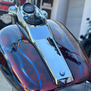Close-up of BAMCO ARP stainless bolts installed on a Harley-Davidson FXR, 82-93 FXR Dash Bolts ARP Kit (Center Fill)