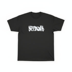 Black t-shirt with white SPEEDKINGS text on a white background