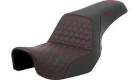 SADDLEMEN STEP-UP SEAT - HONEYCOMB - RED STITCHING - DYNA '06-'17