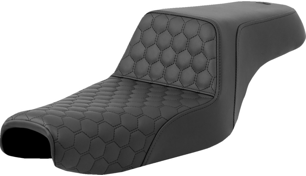 SADDLEMEN STEP-UP SEAT - HONEYCOMB - BLACK STITCHING - 3.3 GAL TANK - SPORTSTER '04-'21