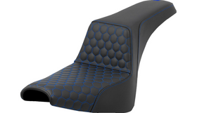 SADDLEMEN STEP-UP SEAT - HONEYCOMB - BLUE STITCHING - FXBB/FXST '18-'24
