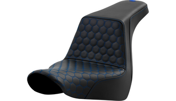 SADDLEMEN STEP-UP SEAT - HONEYCOMB - BLUE STITCHING - FXLR-ST '18-'24