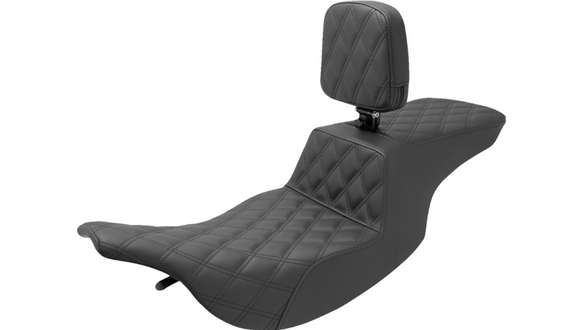 SADDLEMEN TOUR STEP UP SEAT W/ RIDER BACKREST - 97 - 07 FLHR/FLHX