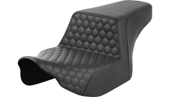 SADDLEMEN STEP-UP SEAT - FRONT HONEYCOMB - BLACK STITCHING - FL '23-'24