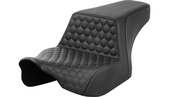 SADDLEMEN STEP-UP SEAT - FRONT HONEYCOMB - GRAY STITCHING - FL '23-'24