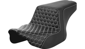SADDLEMEN STEP-UP SEAT - FRONT HONEYCOMB - WHITE STITCHING - FL '23-'24