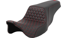 SADDLEMEN STEP-UP SEAT - HONEYCOMB - RED STITCHING - FL '08-'23