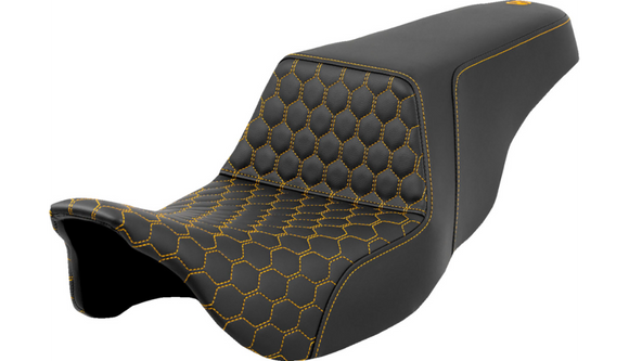 SADDLEMEN STEP-UP SEAT - HONEYCOMB - GOLD STITCHING - FL '08-'23