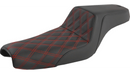 SADDLEMEN - STEP UP SEAT - 3.3 GALLON TANK - BLACK, RED LATTICE STITCH - '04-16 XL-1