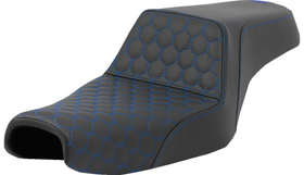 SADDLEMEN STEP-UP SEAT - HONEYCOMB - BLUE STITCHING - 3.3 GAL TANK - SPORTSTER '04-'22