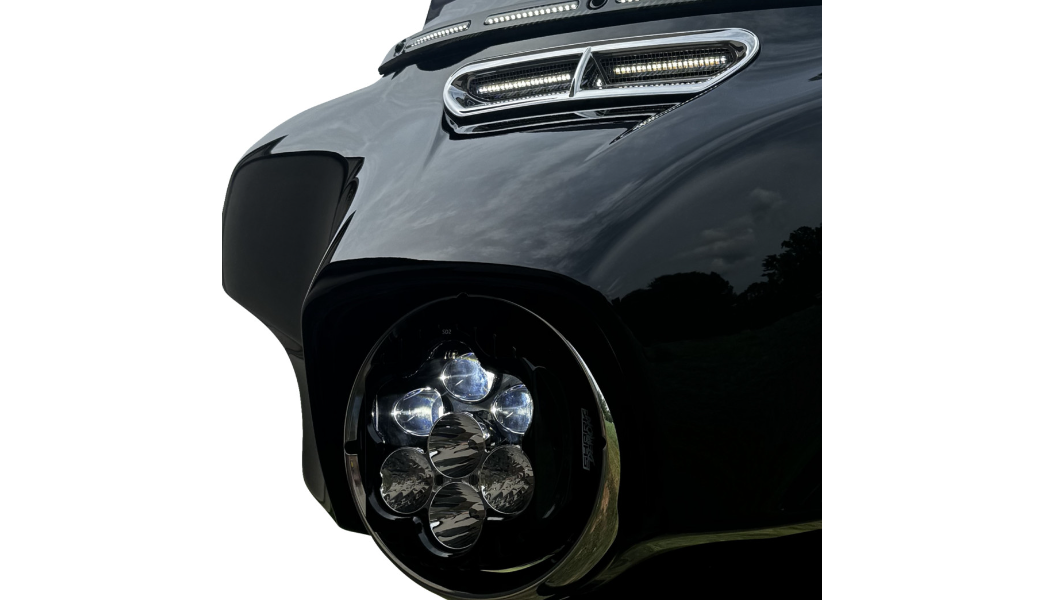 CUSTOM DYNAMICS SHARK DEMON™ PERFORMANCE LED HEADLIGHT FOR 1994-2023 BATWING & ROAD KING