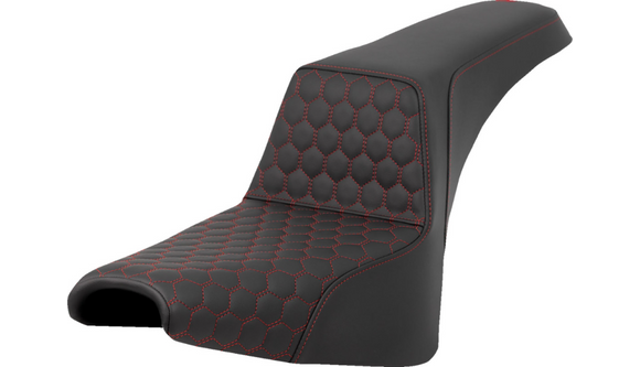 SADDLEMEN STEP-UP SEAT - HONEYCOMB - RED STITCHING - FXBB/FXST '18-'24