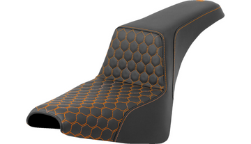 SADDLEMEN STEP-UP SEAT - HONEYCOMB - ORANGE STITCHING - FXBB/FXST '18-'24