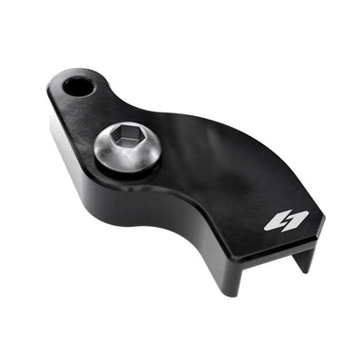 A black Kraus EZ-SHIFT shifter for M8 Bagger and Softail motorcycles, made of billet aluminum