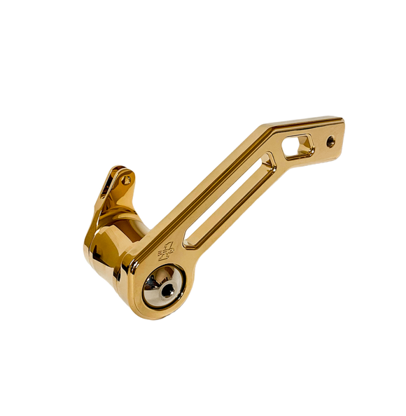 Touring T-REX Shorty Brake Arm, gold titanium nitride coating, for 2008–2013 Harley FLHT (part #500772TIN)