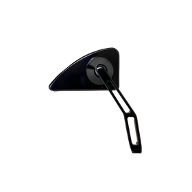 Pro-One Performance billet aluminum mini tear-drop motorcycle mirror, black anodized, V2 cut-out stem (parts 102120B/102130B)