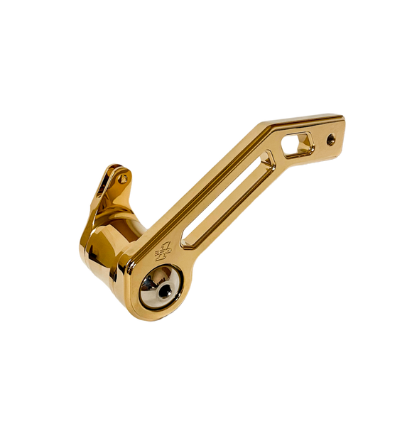 Gold Touring T-REX Shorty brake arm (500773TIN), CNC machined billet aluminum, 6.25 in short arm for 2014-2023 Harley FLHT