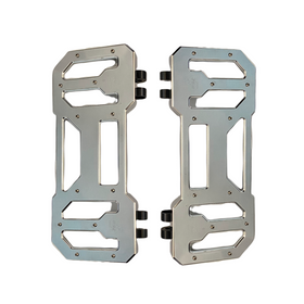 Pro Board V1 12-inch CNC machined billet aluminum chrome motorcycle floorboards pair with set-screw traction pins