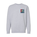 Gray sweatshirt with a Liberty logo on the chest against a white background