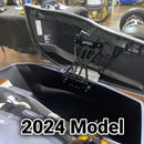 Speed by Design Billet Saddlebag Lid Tethers for Harley Davidson Touring Motorcycles in Black on a 2024 Harley Road Glide