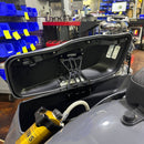 Speed by Design Billet Saddlebag Lid Tethers for Harley Davidson Touring Motorcycles in Black on a Road Glide