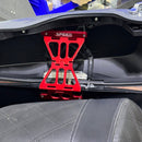 Speed by Design Billet Saddlebag Lid Tethers for Harley Davidson Touring Motorcycles in Red installed