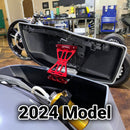 Speed by Design Billet Saddlebag Lid Tethers for Harley Davidson Touring Motorcycles in Red on a 2024 Harley Road Glide