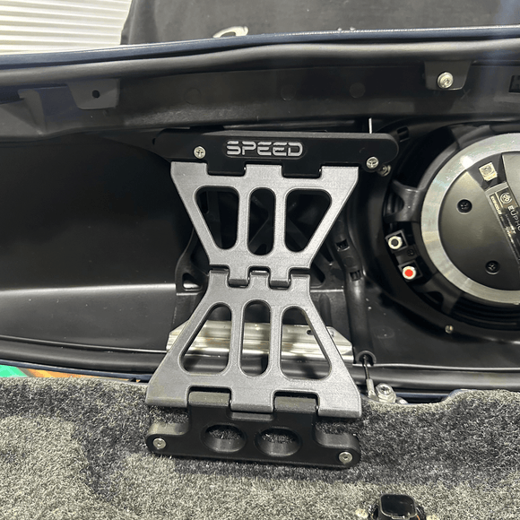 Black Composite Lid Tether installed on Motorcycle