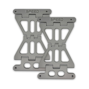 Grey - Lightweight composite No Drama Lid Stoppers for Harley Touring models. Strong, secure support for 2014–2023 non-CVO and all 2024+ bikes.