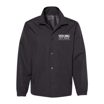 Black jacket with a SKC Cycle Supply logo on the chest against a white background