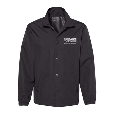 Black jacket with a SKC Cycle Supply logo on the chest against a white background