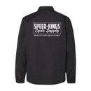 Black jacket with 'Speed-Kings Cycle Supply' logo on the back against a white background