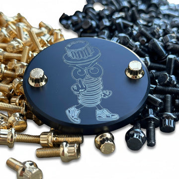 Bamco ARP stainless steel Harley-Davidson points cover kit with gold and black chrome M8 bolts