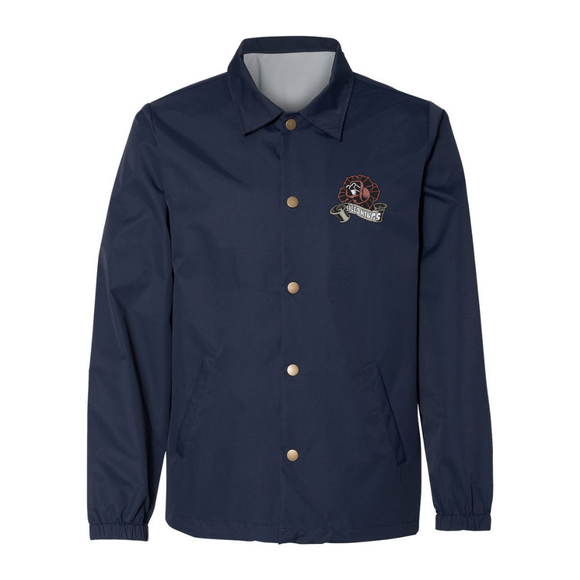 Navy blue jacket with a logo on a white background by Speed-Kings Cycle