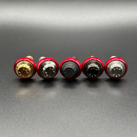 Close-up of BAMCO M8 Rocker Box Washers, powder coated billet washers for Harley-Davidson M8