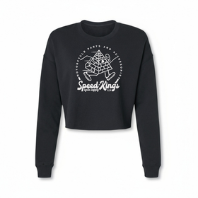 Speed Kings Women's Moto Crop Top in Black with Running Pyramid Design