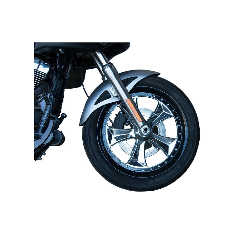 RWD V-Twin Retro front fender 4.75 in wide for 19 in tire fits 2006-2017 Harley-Davidson Dyna 14-gauge stamped steel ready-to-paint