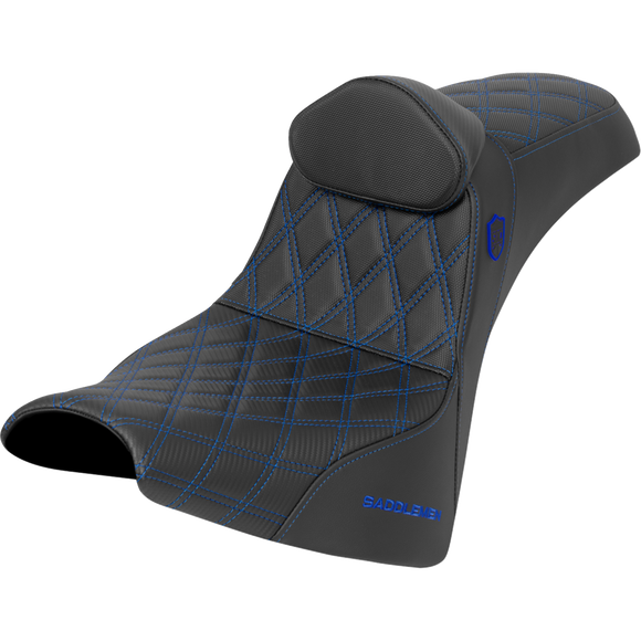 Saddlemen Pro Series Sdc Performance Seat w/ Backrest Blue Stitch Gripper FXBB/FXST '18-'25