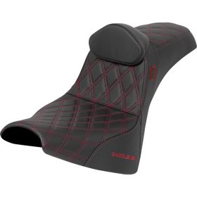 Saddlemen Pro Series Sdc Performance Seat w/ Backrest Red Stitch Gripper FXBB/FXST '18-'25
