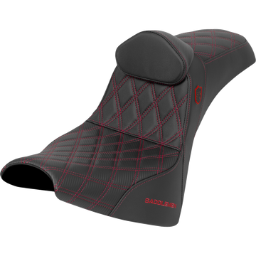 Saddlemen Pro Series Sdc Performance Seat w/ Backrest Red Stitch Gripper FXBB/FXST '18-'25