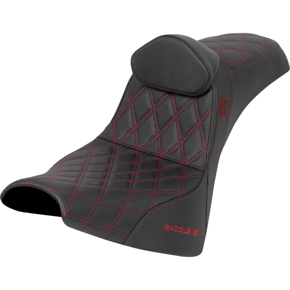 Saddlemen Pro Series Sdc Performance Seat w/ Backrest Red Stitch Gripper FXBB/FXST '18-'25