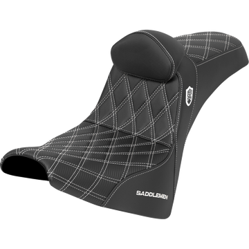 Saddlemen Pro Series Sdc Performance Seat w/ Backrest White Stitch Gripper FXBB/FXST '18-'25