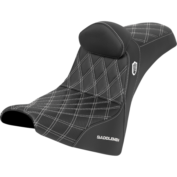 Saddlemen Pro Series Sdc Performance Seat w/ Backrest White Stitch Gripper FXBB/FXST '18-'25