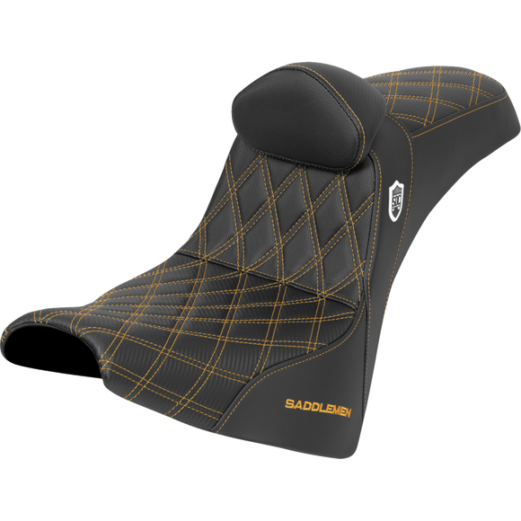 Saddlemen Pro Series Sdc Performance Seat w/ Backrest Gold Stitch Gripper FXBB/FXST '18-'25