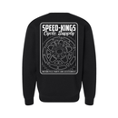 Black sweatshirt with 'Speed-Kings Cycle Supply' graphic on a white background