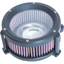 Trask Assault Charge high-flow air cleaner with billet aluminum backing plate and plexiglass cover for Harley-Davidson Touring and Softail