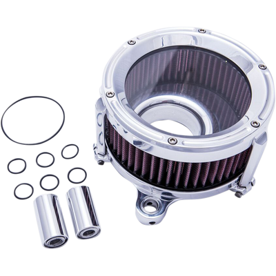 Trask Assault Charge high-flow air cleaner with velocity stack and hidden breather for Harley-Davidson Dyna Touring and Softail motorcycles