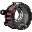 Trask Assault Charge high-flow air cleaner with billet aluminum backing plate and plexiglass cover for Harley-Davidson Touring and Softail