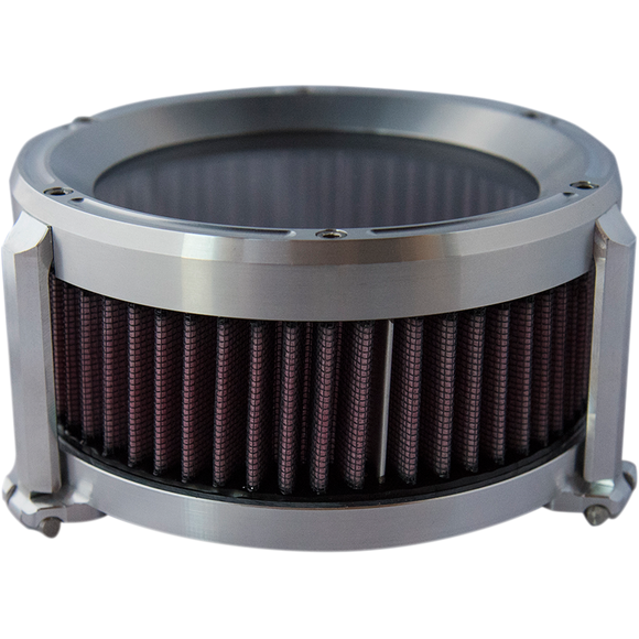 Trask Assault Charge high-flow air cleaner with billet aluminum backing plate and plexiglass cover for Harley-Davidson Touring and Softail